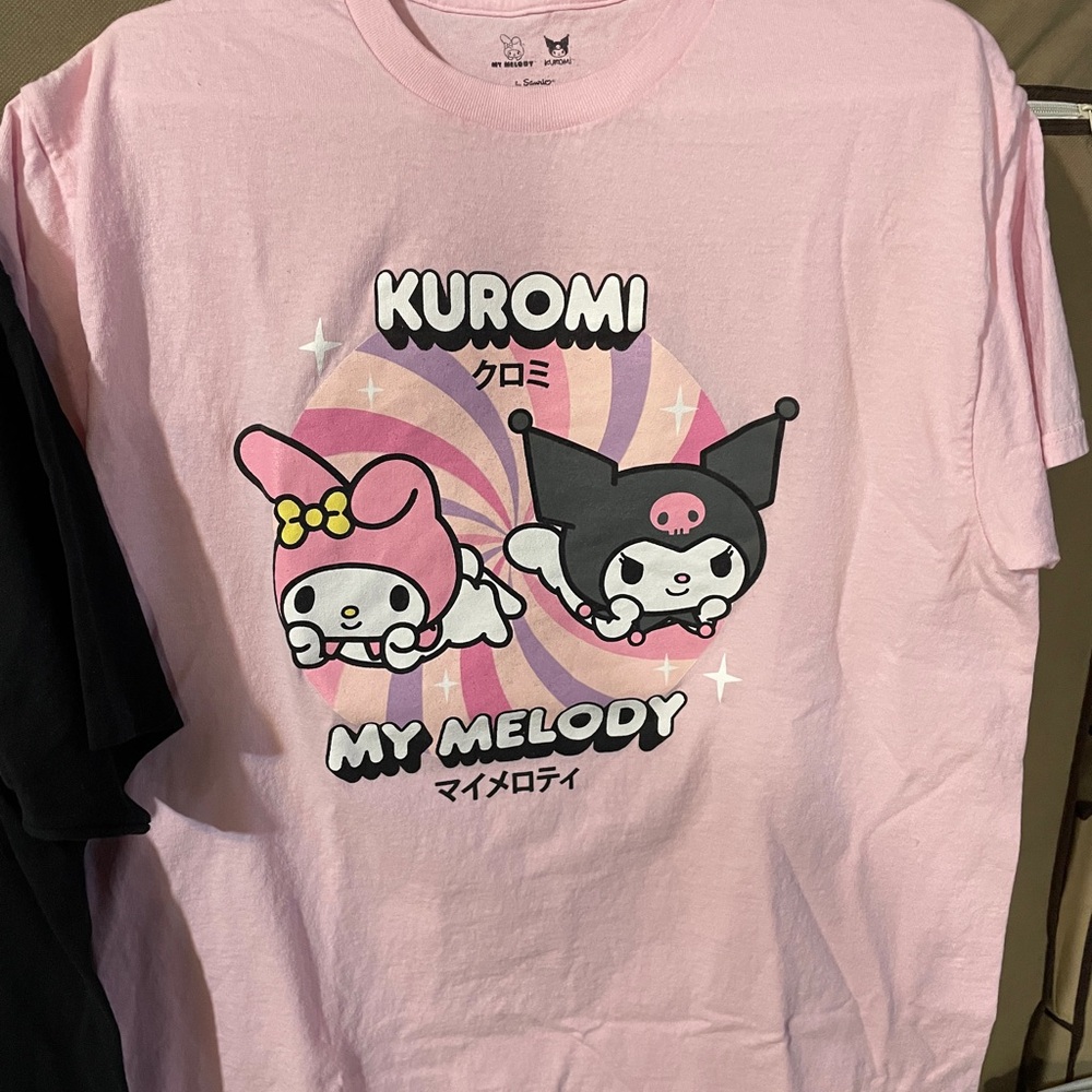 Sanrio Hello Kitty and Kuromi Short Sleeve Tees - Black and Pink - Picture 4 of 5
